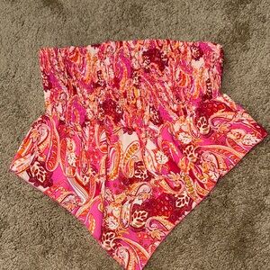 Vibrant Pink Paisley Women's Strapless Top